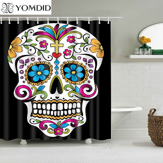Cartoon Shower Curtains Skull Design Bathroom Curtain Custom Waterproof