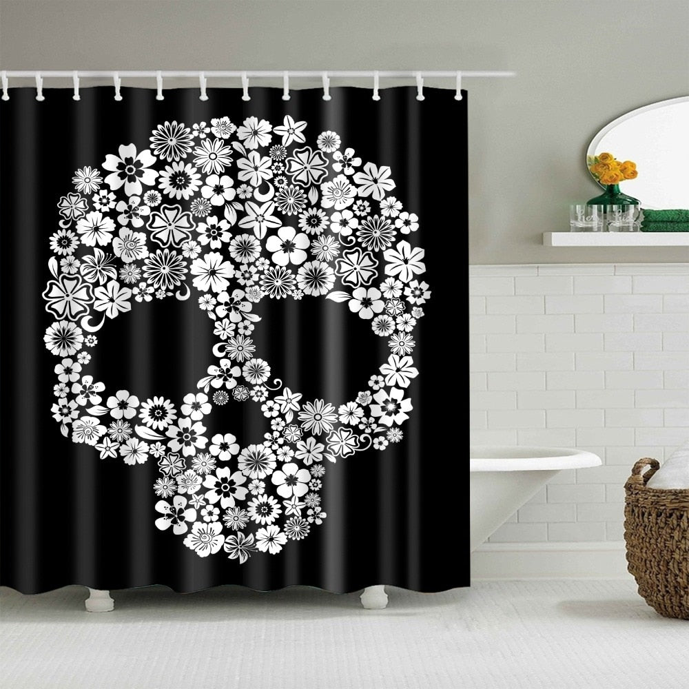 Cartoon Shower Curtains Skull Design Bathroom Curtain Custom Waterproof