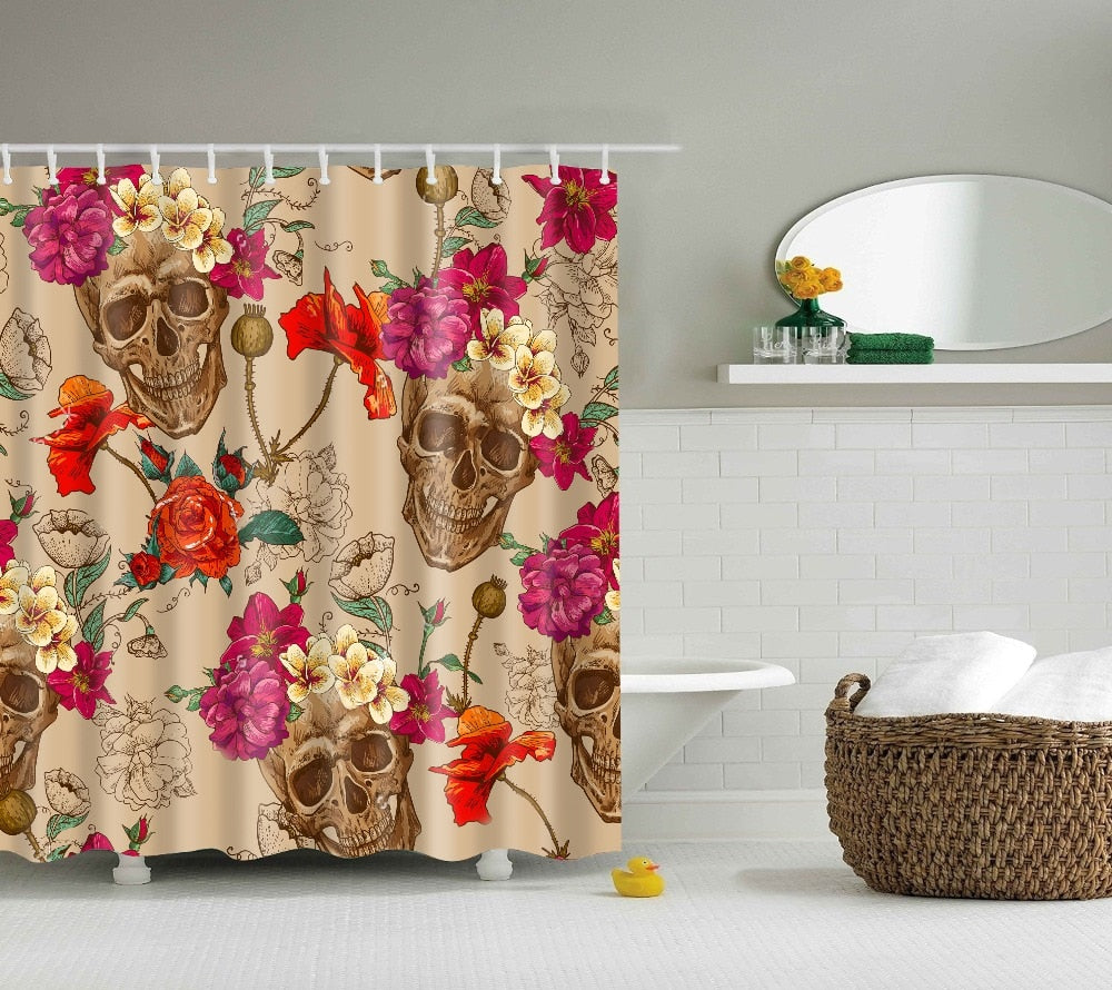 Cartoon Shower Curtains Skull Design Bathroom Curtain Custom Waterproof