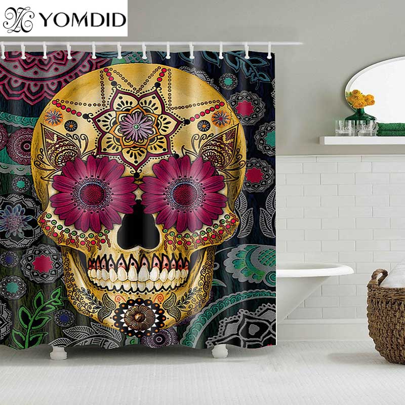 Shower Curtains Skull Design Custom Bathroom Curtain Waterproof