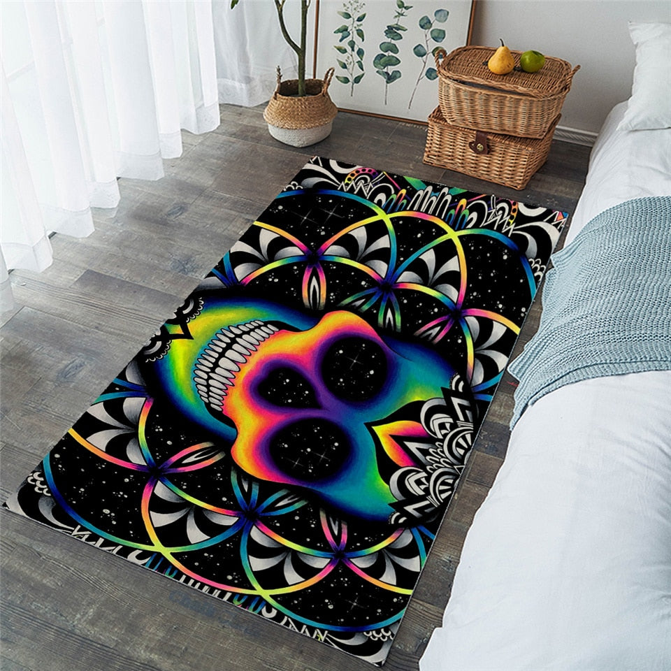 Large Carpets for Living Room Colorful Skull Area Rug