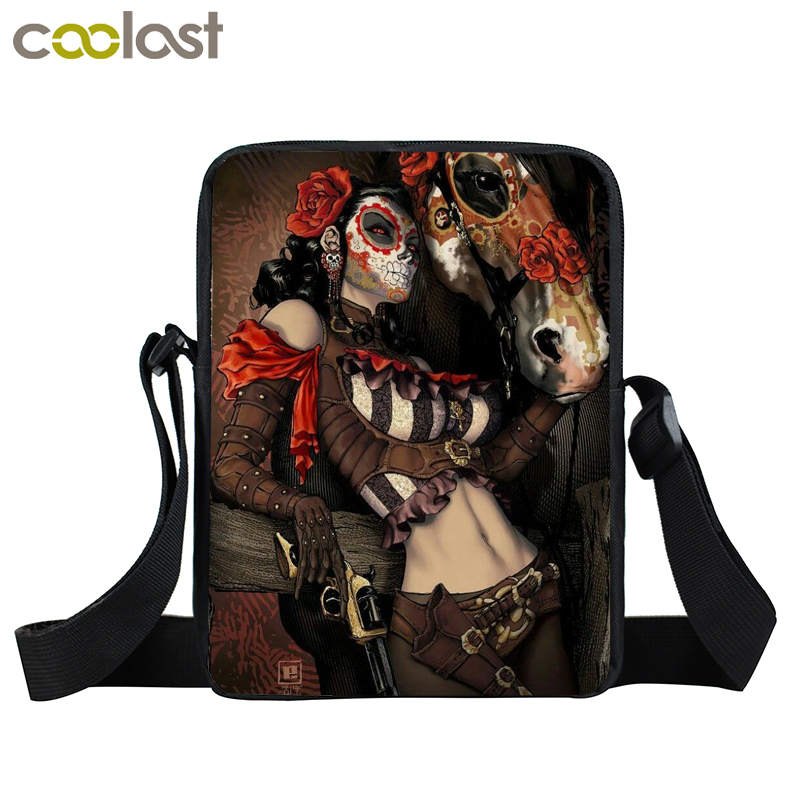 Cool Gothic Girl Mini Messenger Bag Rock Women Handbag Kids Crossbody Bag Skull Children School Bags Boys Girls Bags Best Gift