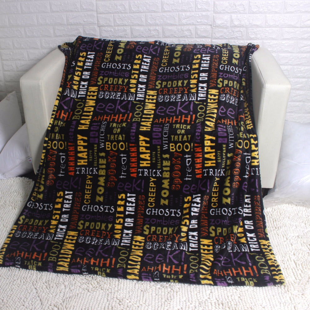 Skull skeleton head spider net nightmare throw blanket