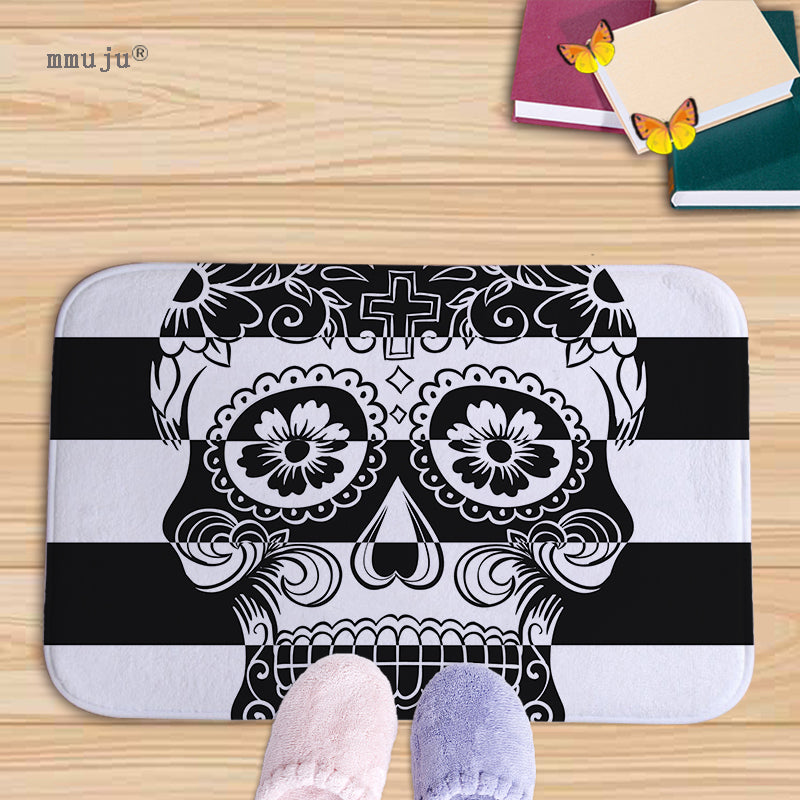 Cost price, 40x60cm Skull patterns home decor bath floor mats door living room carpets for kitchen bay window anti-slip fadeless