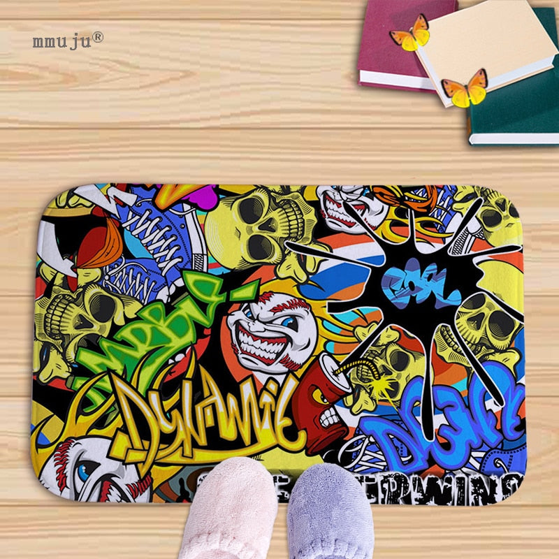 Cost price, 40x60cm Skull patterns home decor bath floor mats door living room carpets for kitchen bay window anti-slip fadeless