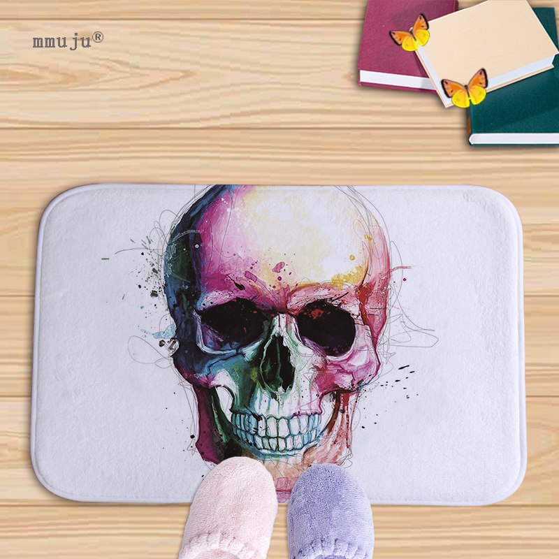 Cost price, 40x60cm Skull patterns home decor bath floor mats door living room carpets for kitchen bay window anti-slip fadeless