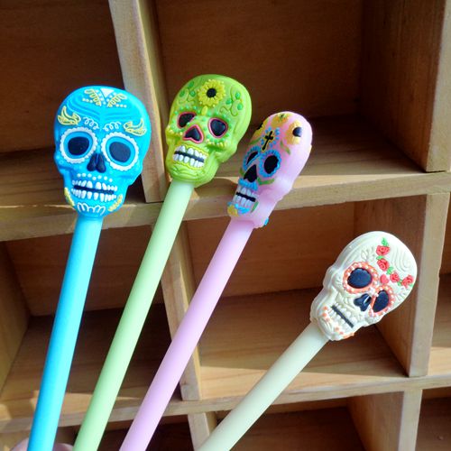 Creative Gel Pens Skull Head Soft Glue Neutral Pen Fruit Color Water Pen