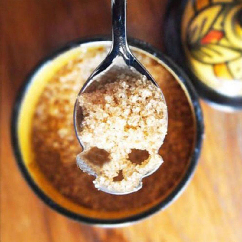 10 spoon/package - Creative Stainless Steel Skull Shape Coffee Sugar Stirring Drink Scoop Spoon Dessert Gothic Tableware Kitchenware Cutlery Gift