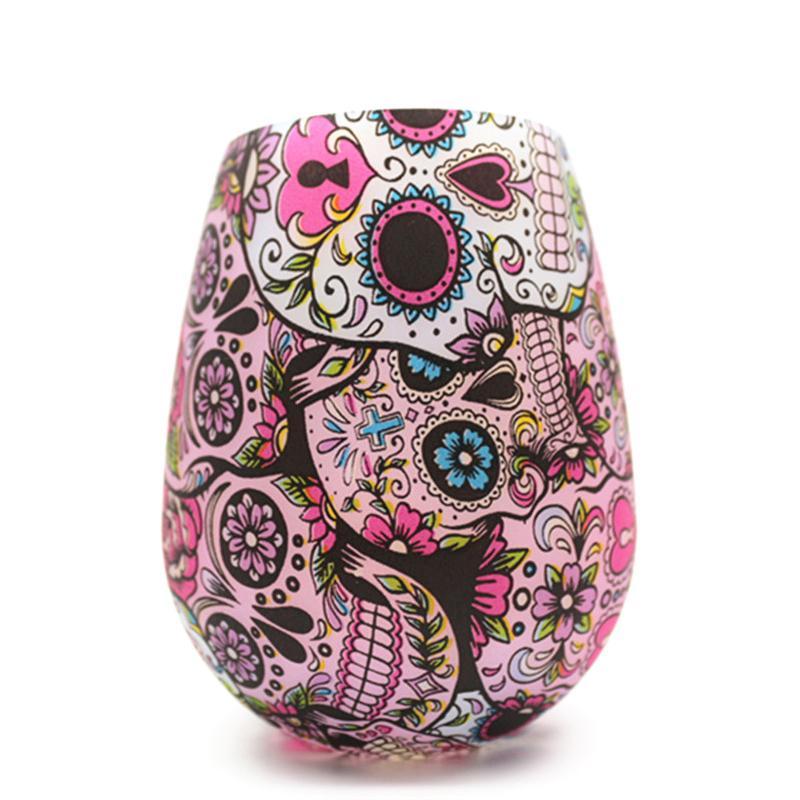 300-500ml Creative Various Patterns Oval Silicone Foldable Mug Portable Tea Coffee Beer Skull Mug Cup For Outdoor Wedding Party Gift
