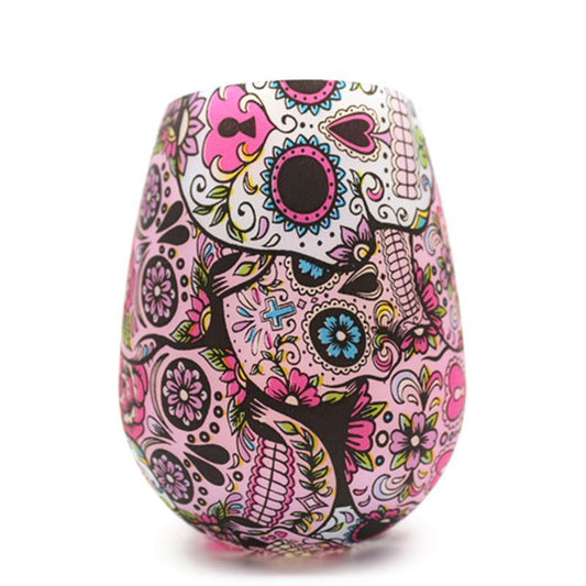 300-500ml Creative Various Patterns Oval Silicone Foldable Mug Portable Tea Coffee Beer Skull Mug Cup For Outdoor Wedding Party  Gift