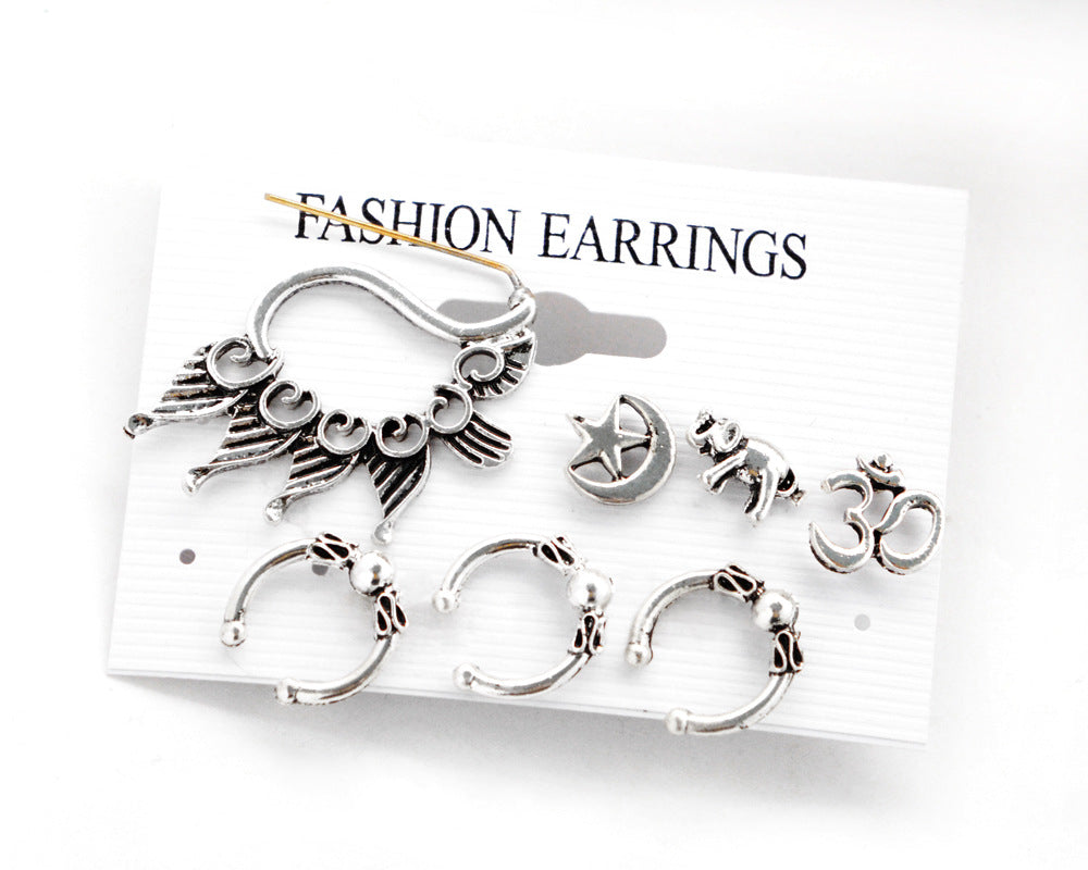 Vintage Bohemia Yoga Elephant Silver Earrings Fashion Jewelry No pierced Ear Cuff Clip Earrings For Women Bijoux
