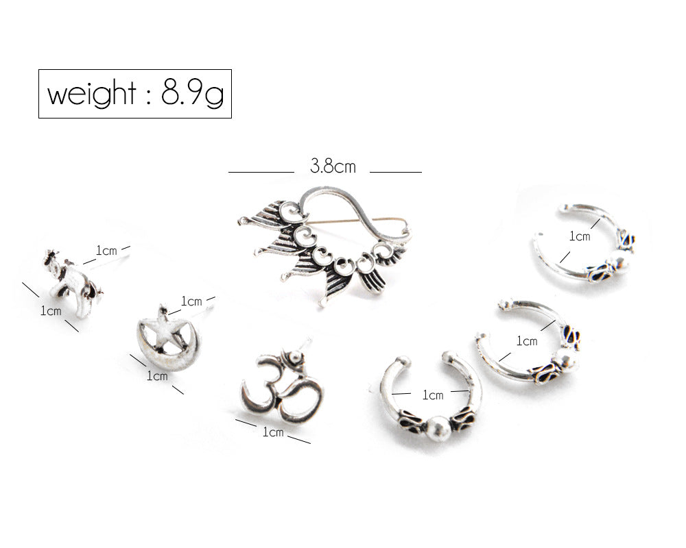 Vintage Bohemia Yoga Elephant Silver Earrings Fashion Jewelry No pierced Ear Cuff Clip Earrings For Women Bijoux