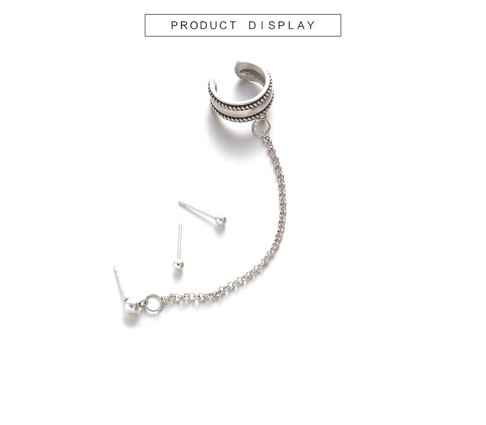 New Arrival Vintage Maxi brincos Elegant Statement Silver Chain Earrings Fashion Jewelry Ear Cuff Clip Earrings For Women