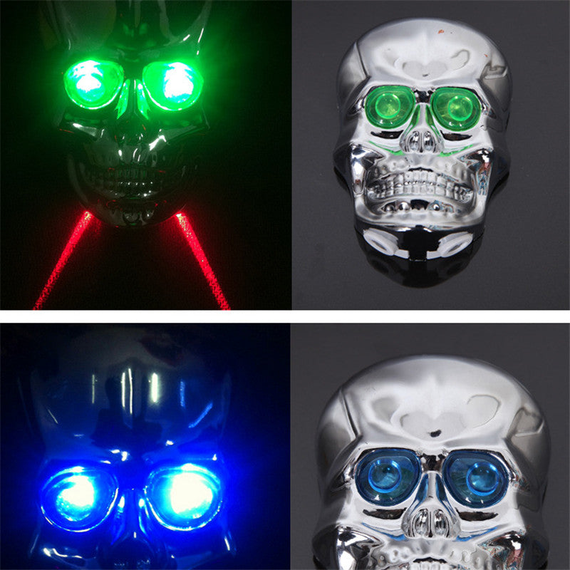 Outdoor Camping hiking sports Skull Head Shaped 2 Laser Beam and 5 LED Rear Tail Light Lamp Safety Rear Light