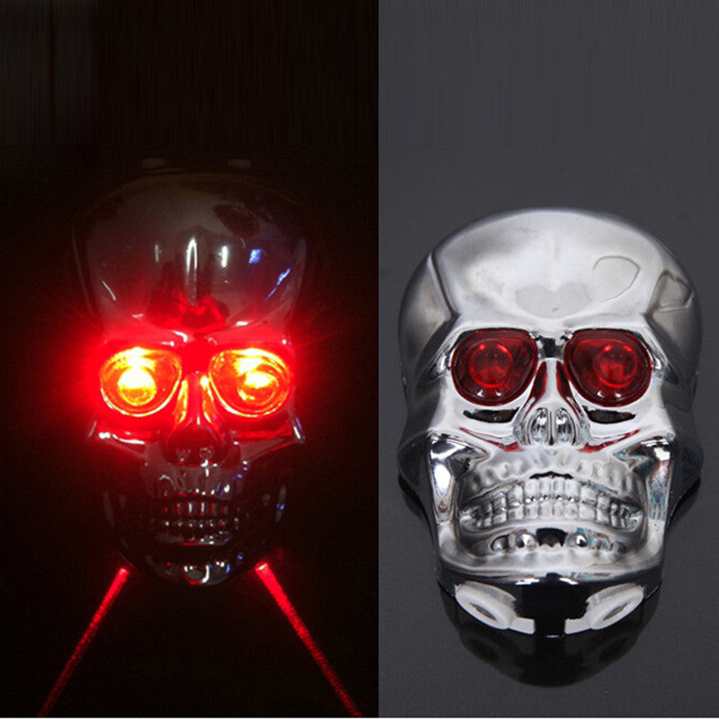 Outdoor Camping hiking sports Skull Head Shaped 2 Laser Beam and 5 LED Rear Tail Light Lamp Safety Rear Light