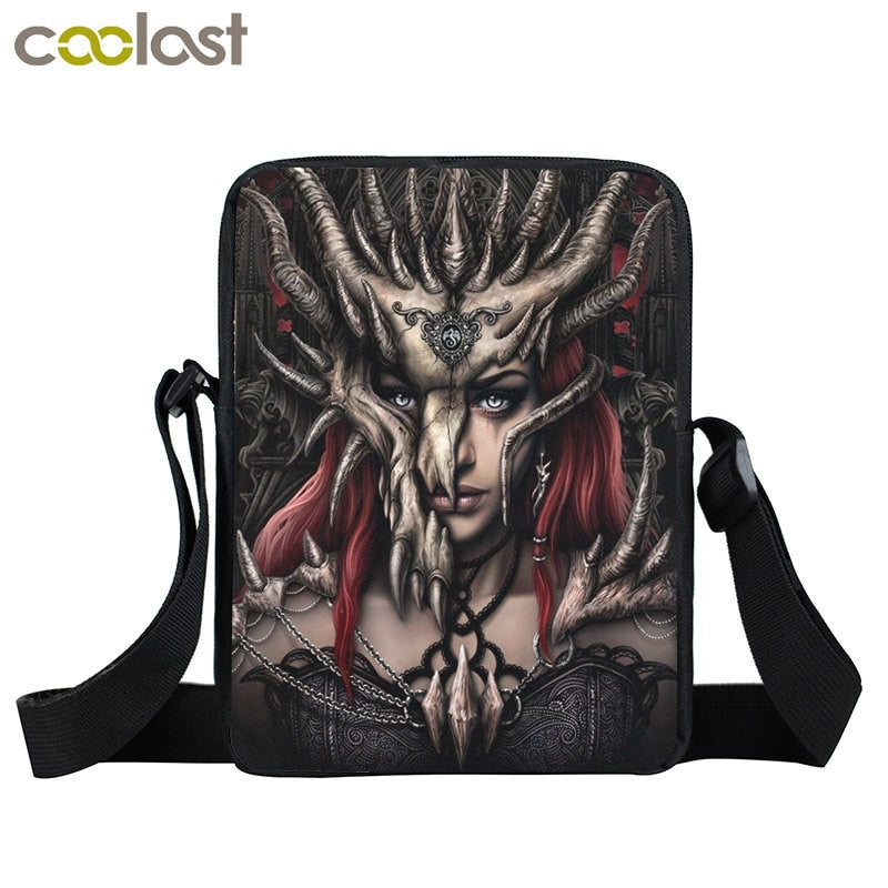 Dark Gothic Mini Messenger Bag Skull Crossbody Bags