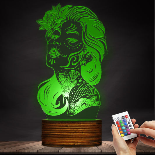 100 pcs Day Of The Dead 0 Girl Sugar Skull LED Table Lamp