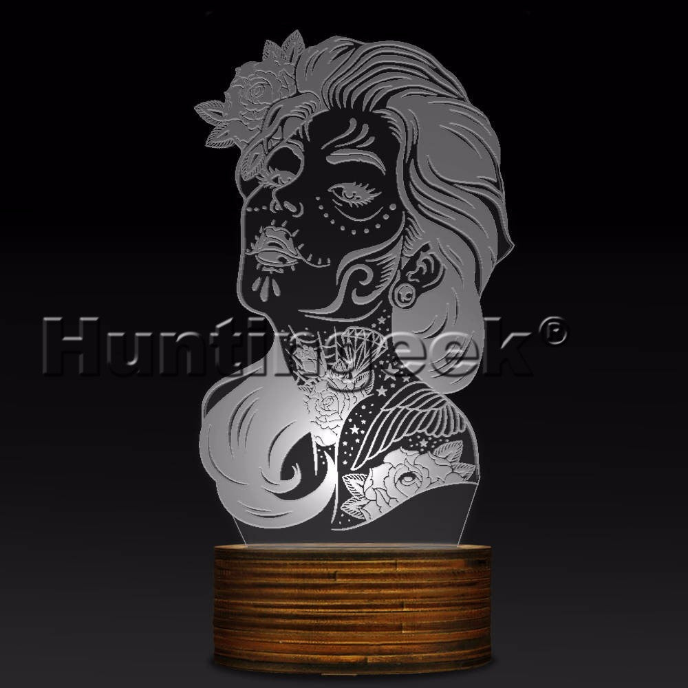 100 pcs Day Of The Dead 0 Girl Sugar Skull LED Table Lamp