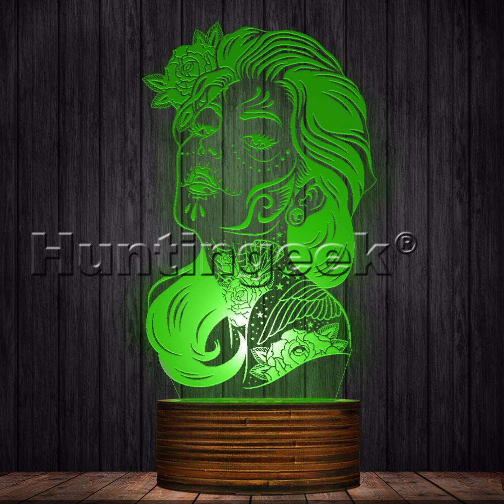 100 pcs Day Of The Dead 0 Girl Sugar Skull LED Table Lamp