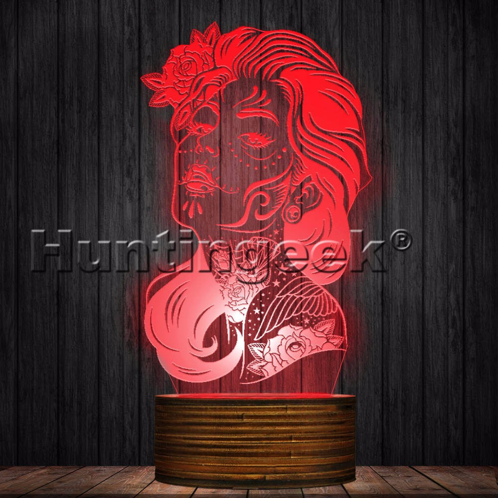 100 pcs Day Of The Dead 0 Girl Sugar Skull LED Table Lamp