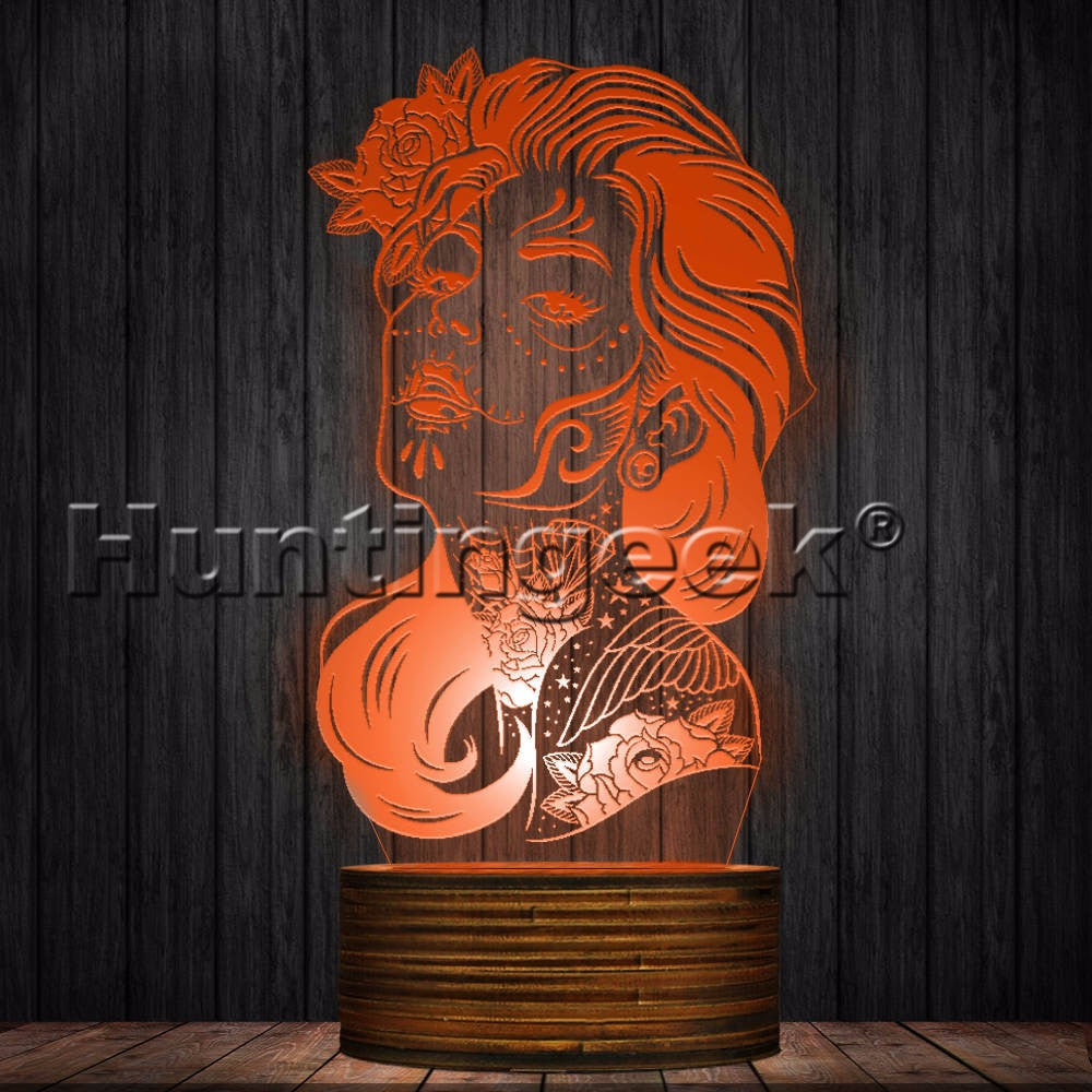 100 pcs Day Of The Dead 0 Girl Sugar Skull LED Table Lamp