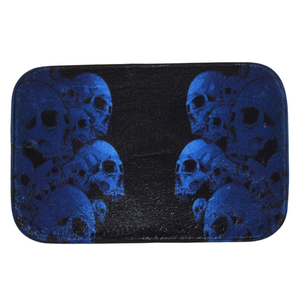 Door Floor Carpets Coral Fleece Skull Printed Pattern Floor Mat Carpet