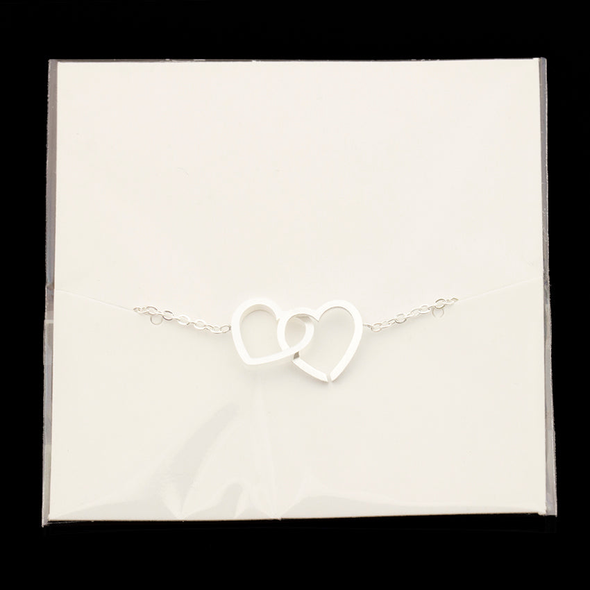 Double Heart Charm Bracelet For Women Rose Gold Pulsera Jewelry Stainless Steel Chain Armbanden Bijoux Femme Bridesmaid Gifts