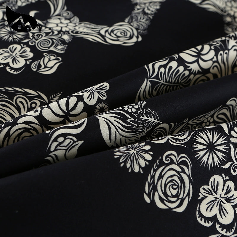 Flower Skull Beddings and Bed Sets Black Color Duvet Cover