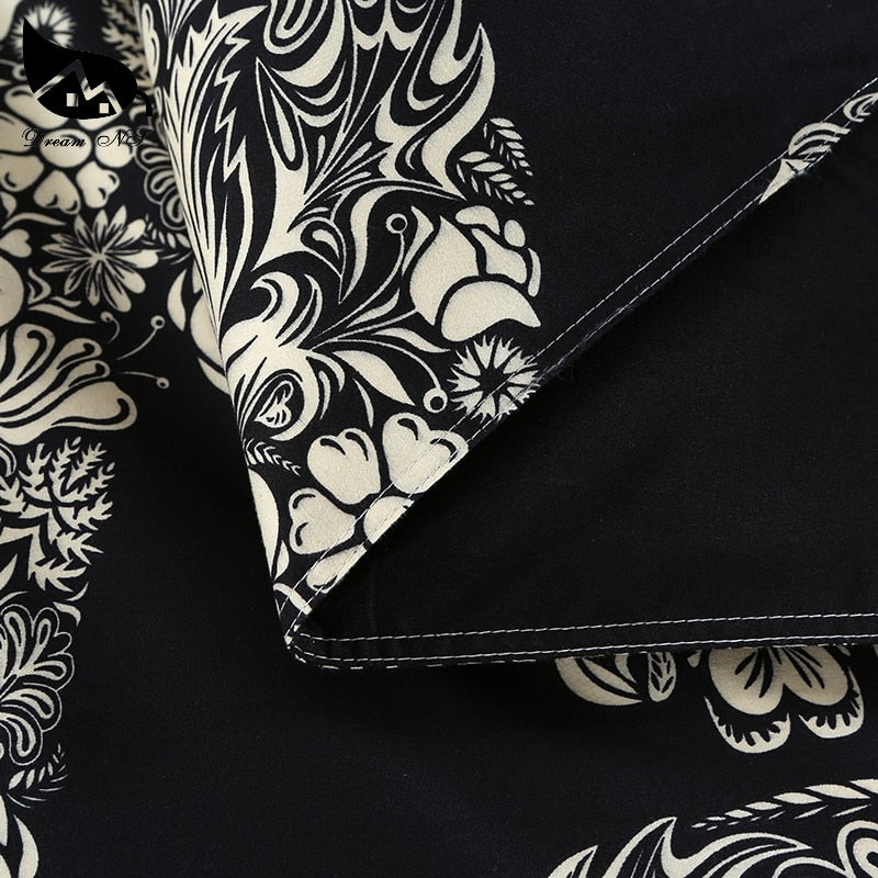 Flower Skull Beddings and Bed Sets Black Color Duvet Cover