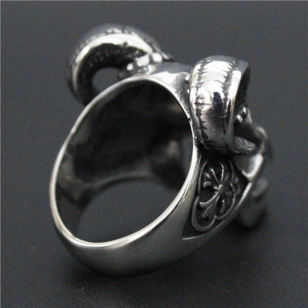 Size 7-14 Evil Damn Skull Vampire Goat Ring 316L Stainless Steel Man Boy Band Party Bull Skull Ring