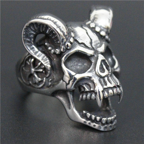 Size 7-14 Evil Damn Skull Vampire Goat Ring 316L Stainless Steel Man Boy Band Party Bull Skull Ring