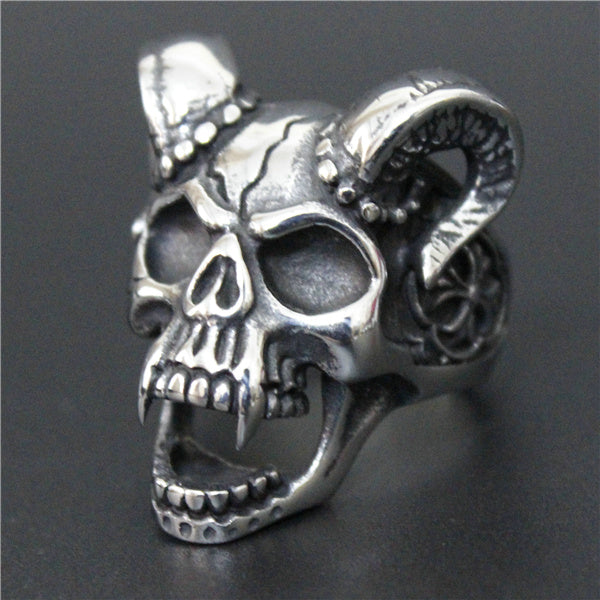 Size 7-14 Evil Damn Skull Vampire Goat Ring 316L Stainless Steel Man Boy Band Party Bull Skull Ring