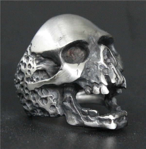 Size 7~15 Heavy Dull Polishing Death Skull Ring Big Month 316L Stainless Steel Jewelry Real Cool Skull Biker Ring