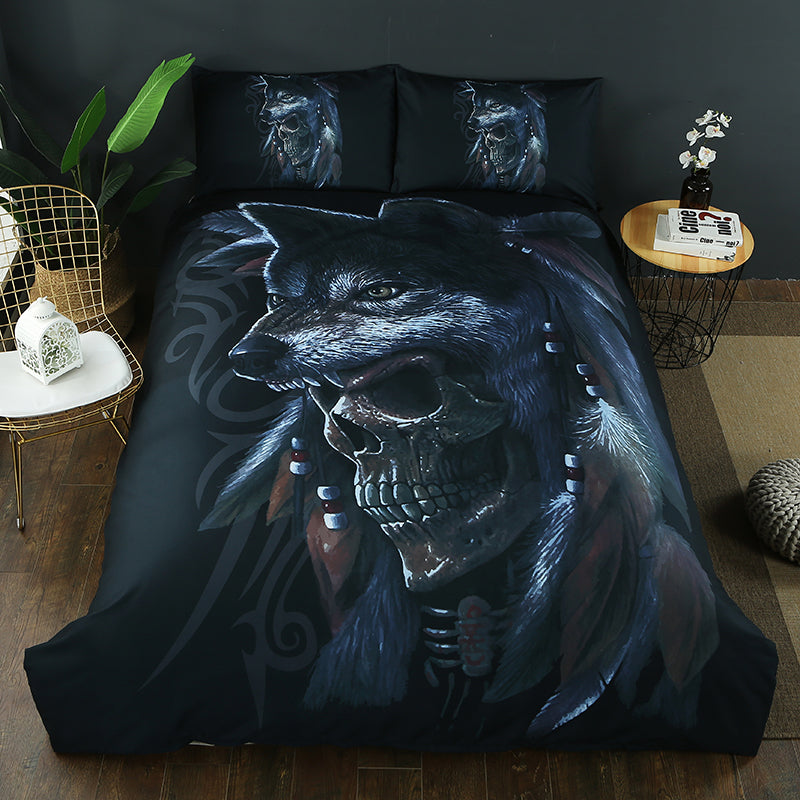 3D  Bedding Set  Duvet Cover Pillowcase  Wolves Skull Duvet Cover Set  pillowcase Duvet Cover Bedroom