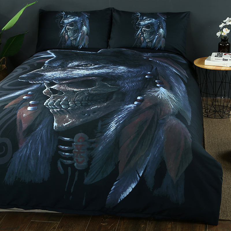 3D  Bedding Set  Duvet Cover Pillowcase  Wolves Skull Duvet Cover Set  pillowcase Duvet Cover Bedroom