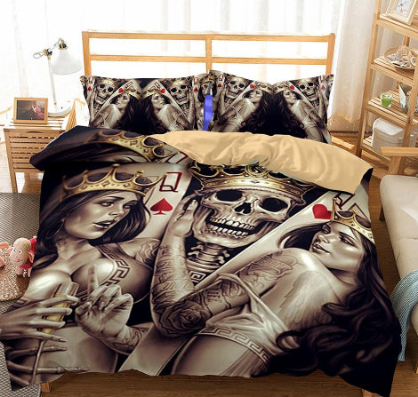 3D Skull Bedding Set Print Duvet cover set life like Bedclothes with pillowcase