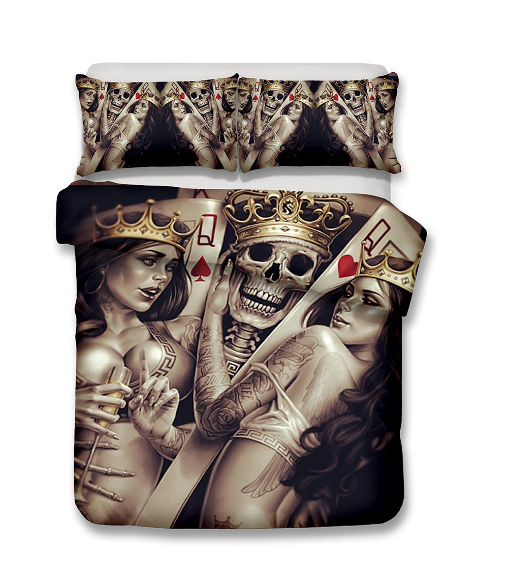 3D Skull Bedding Set Print Duvet cover set life like Bedclothes with pillowcase