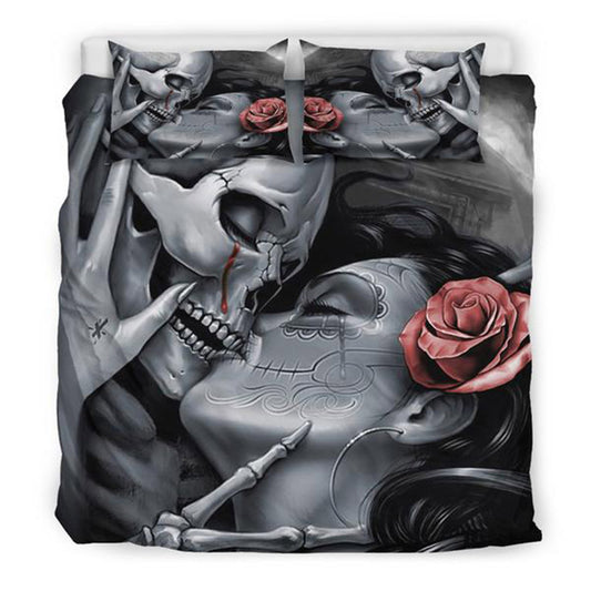 Boys Bedding Sets  3D Digital Printing Magic Skull Bedding Set Duvet Cover 100% Microfiber Kiss