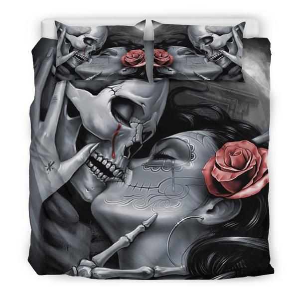 Boys Bedding Sets 3D Digital Printing Magic Skull Bedding Set Duvet Cover 100% Microfiber Kiss
