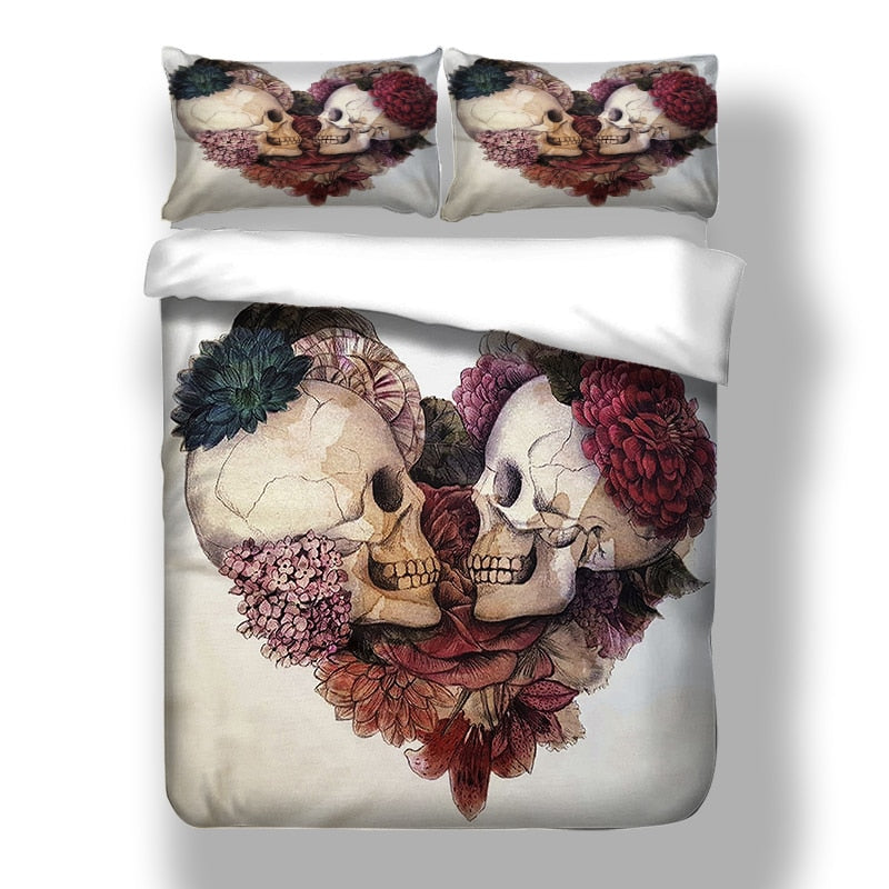 Duvet Cover skull heart 3D Digital Printing Bedding Sets twin full queen king size