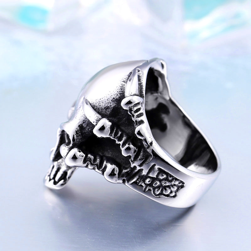 316L Stainless Steel Jewelry Men's Gothic Punk Claw Thingking Skull Skeleton Rings BR8-049 US Size