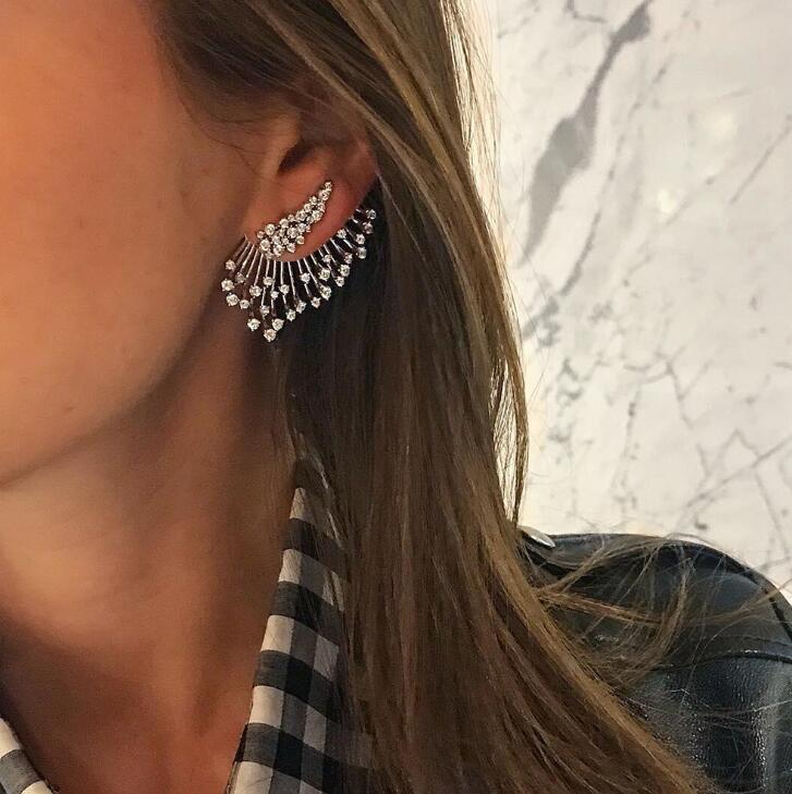 Statement Crystal Stud Earrings For Woman Punk Rock