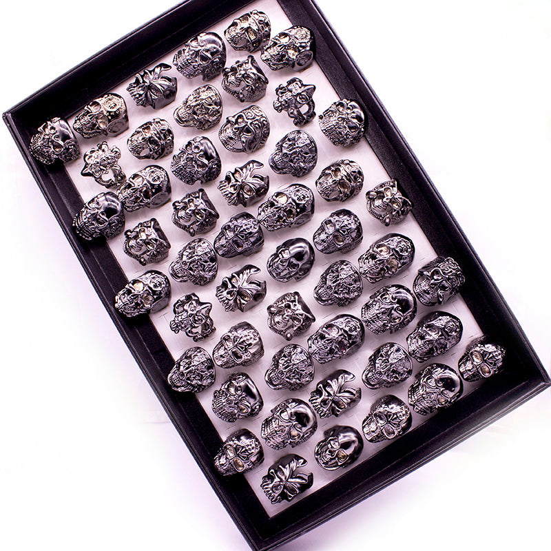 12pcs Skull Skeleton Gothic Biker Rings Men's Rock Punk Ring Party Favor Jewelry lots