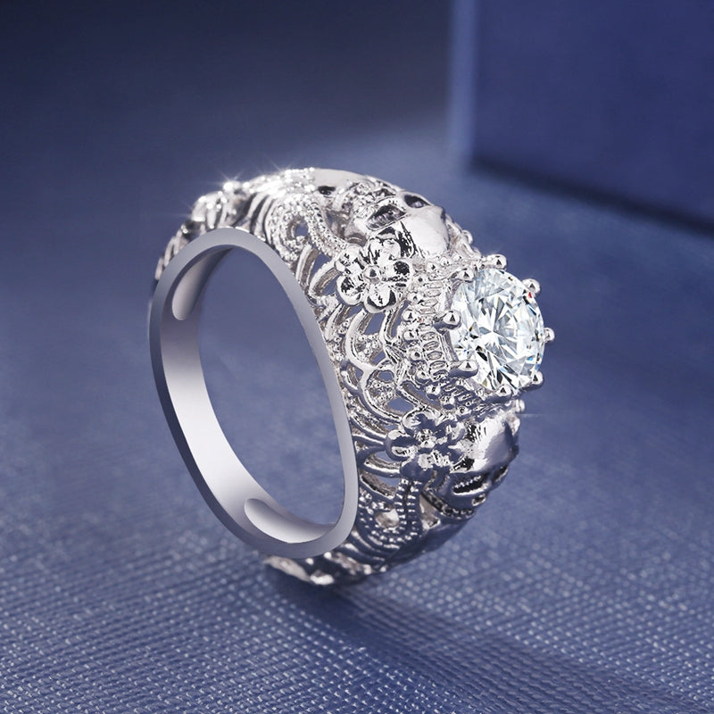 Gothic skull Style Engagement Wedding Party Classic Silver