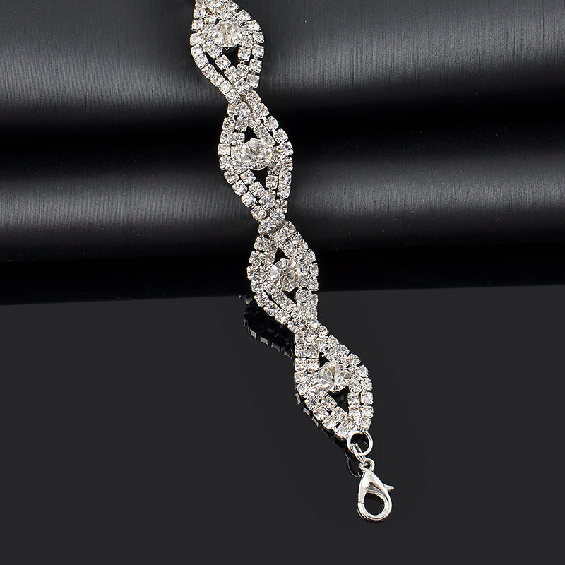 Elegant Deluxe Silver Rhinestone Crystal Bracelet Bangle Jewelry For Women Girl Gift