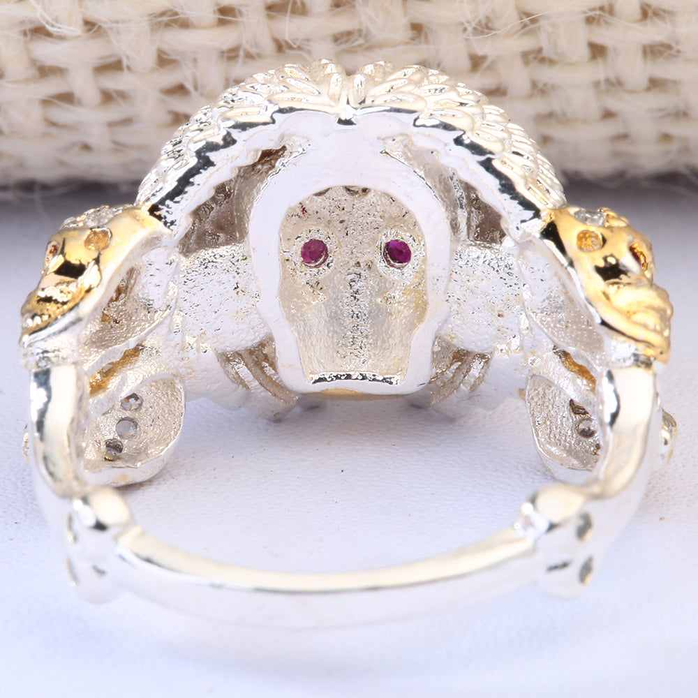 Elegant Rose Zircon Stone Skull Rings Female White Gold Filled Jewelry Unique Women's Wedding Engagement Rings Gift