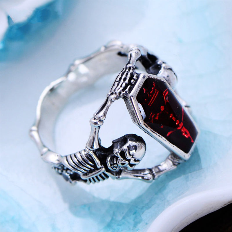 Hot vintage Thai silver vampire bat skull ring men's punk style ring