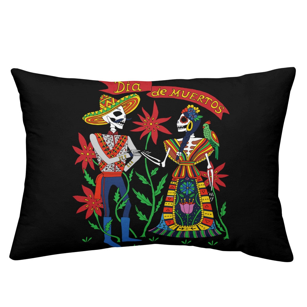 Couple Skeleton Bedding Set Colorful Floral Duvet Cover Sugar Skull