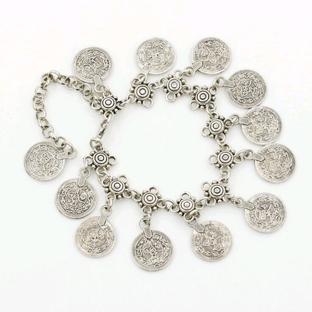 Silver Color Bohemian Metal Tassel Anklet Luxury Charm Coin Ankle Bracelet For Women Jewelry Summer Style