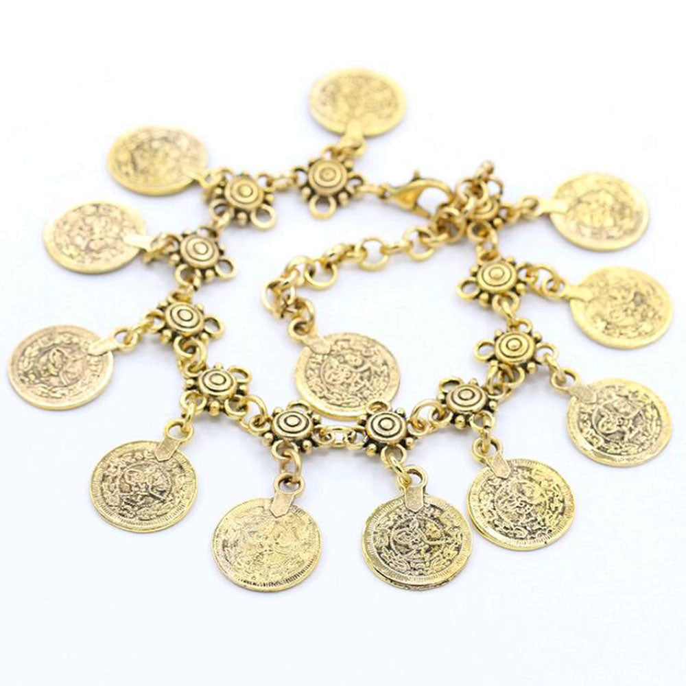 Silver Color Bohemian Metal Tassel Anklet Luxury Charm Coin Ankle Bracelet For Women Jewelry Summer Style